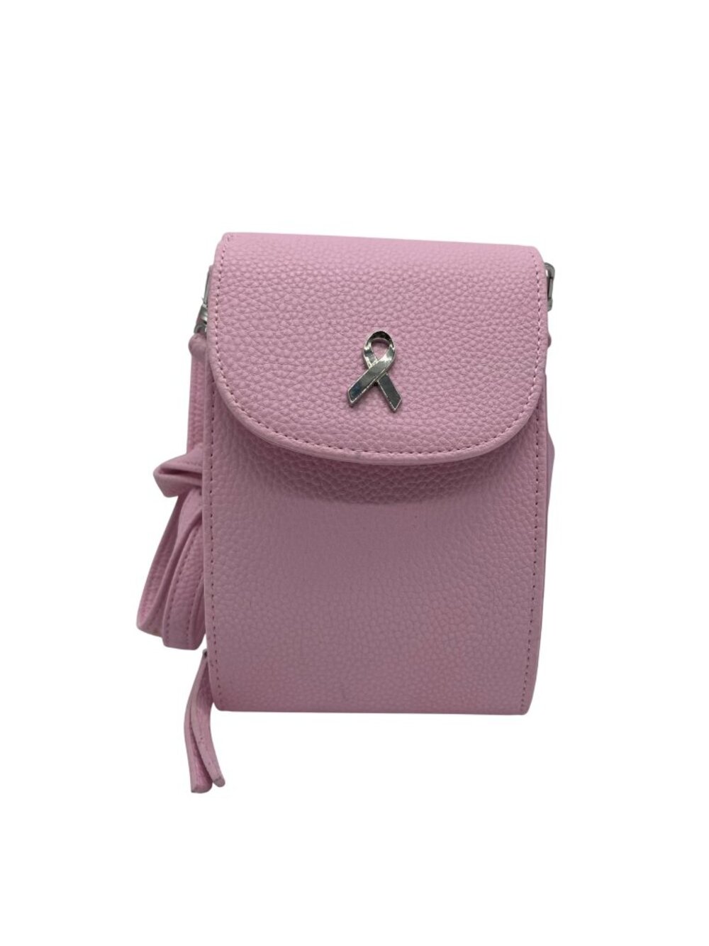 Signature Pink Pebbled Faux Leather Cellphone Crossbody
